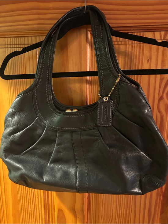Coach Handbags - Coach Black Leather Shoulder Bag with Gold Accent